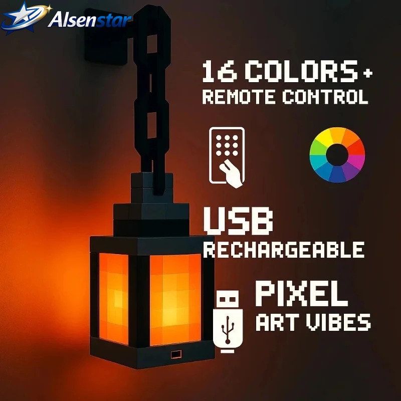 Lighting World Decor - Lámpara Colgante Estilo Pixel, Luz Nocturna