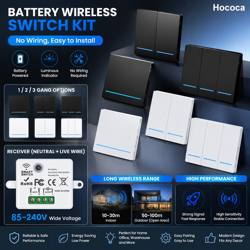 Touch Dimmer Lamp - Interruptor Inalámbrico Hococa con Batería CR2032,