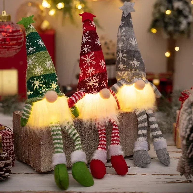 Home Decor Lighting Tree - Adornos navideños de Gnomo sin rostro,