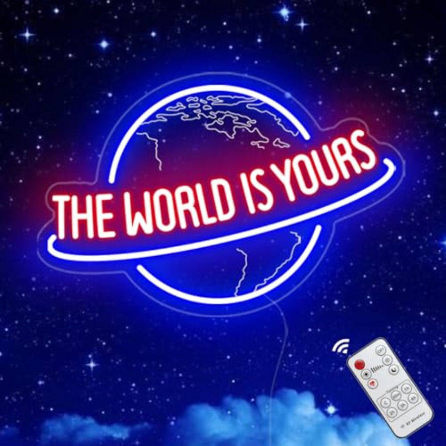 Letrero de Neón 'The World Is  - Lighting World Decor reseña y precio