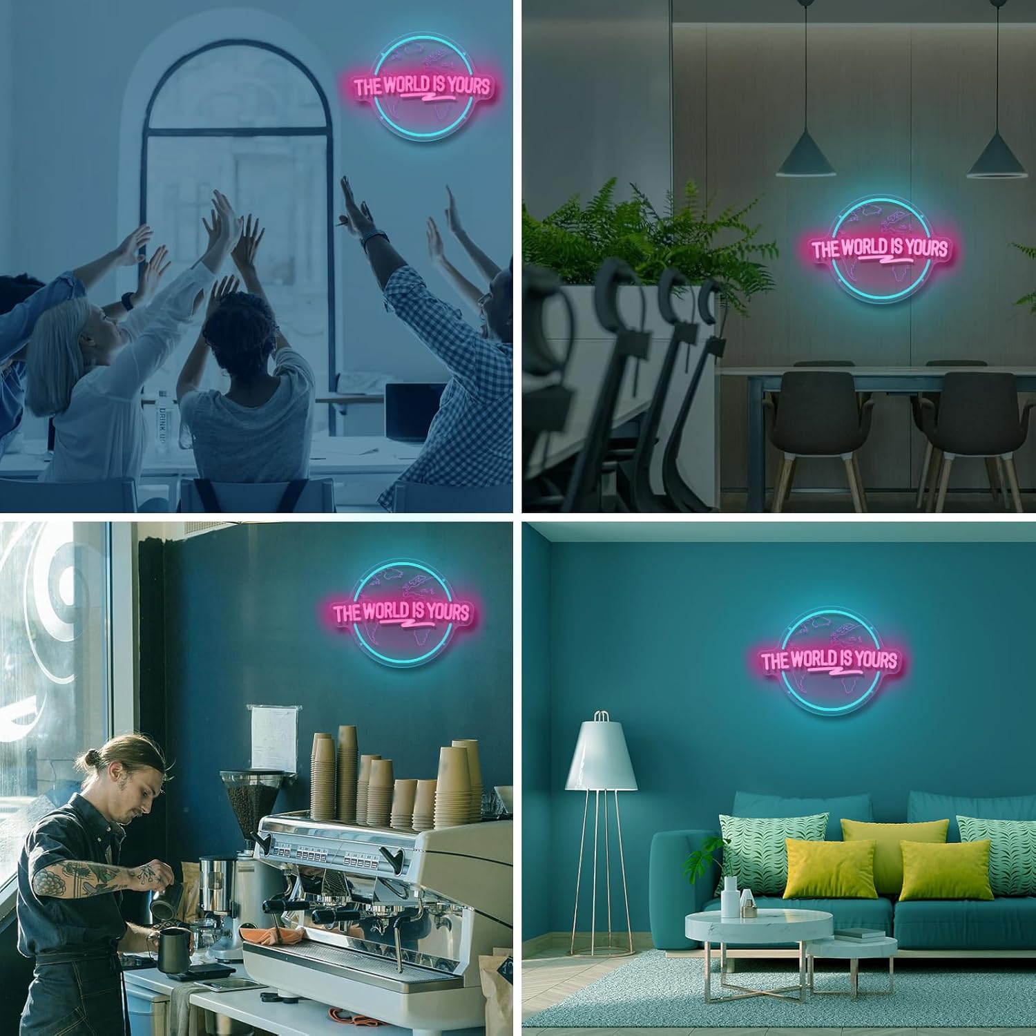 Letrero de neón The World Is Y - Lighting World Decor reseña y precio